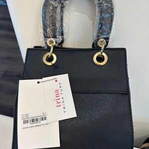 NWT Trina Turk Black Double Handle Tumi Tote w/ Crossbody
